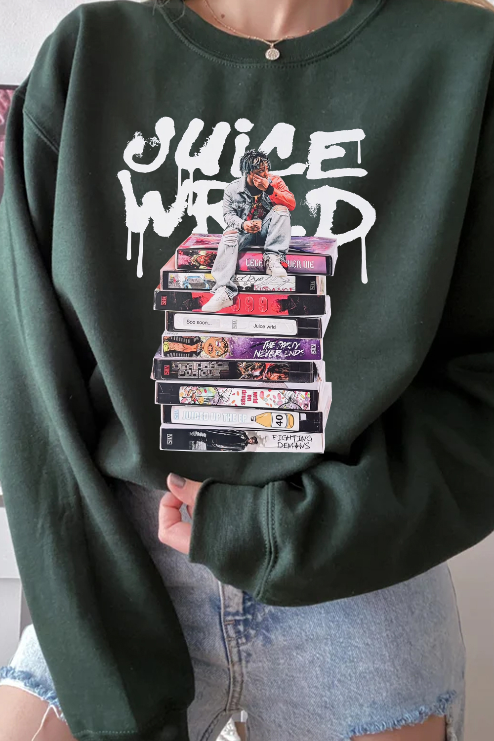 juicewrld long sleeve crew neck sweatshirt