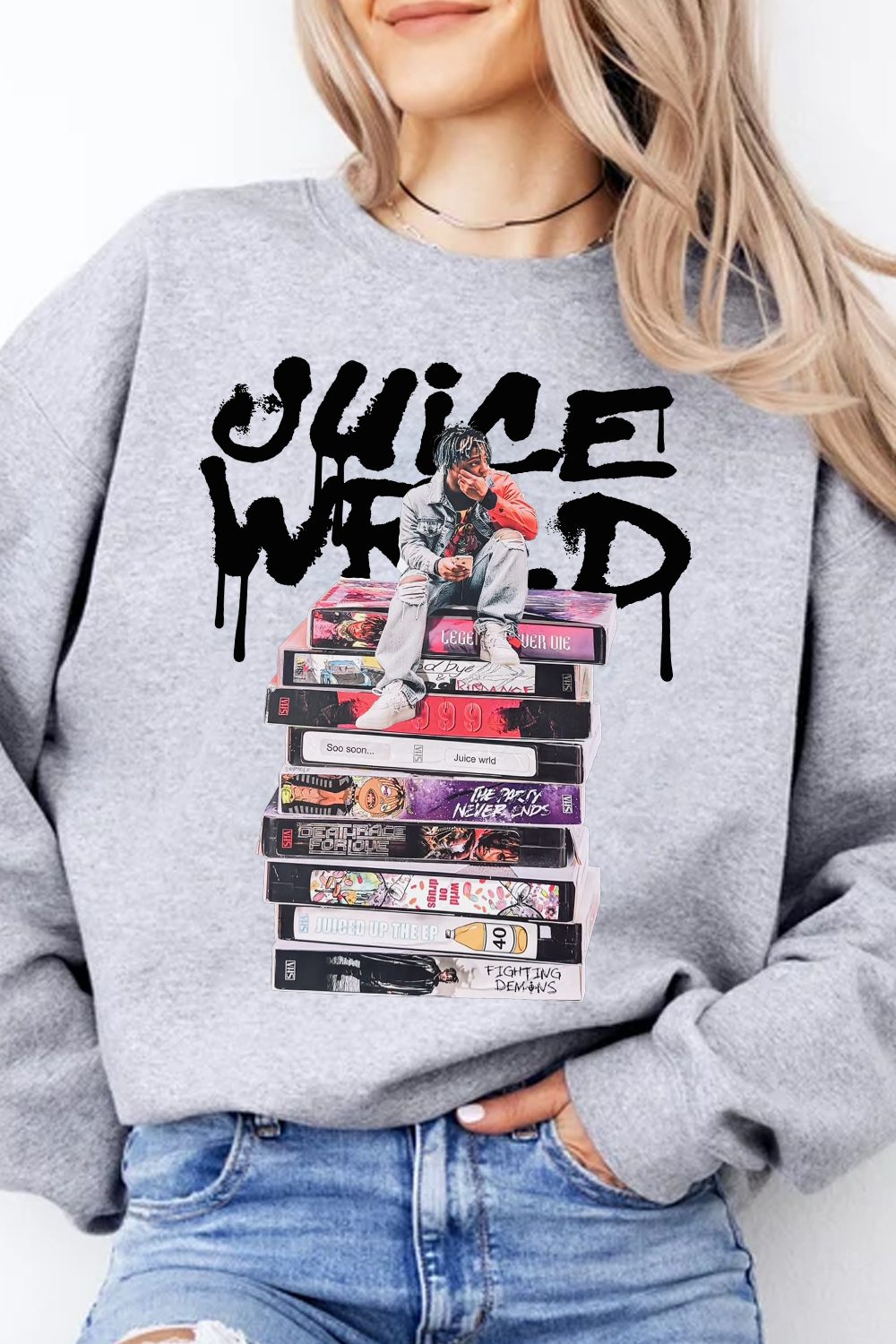 juicewrld long sleeve crew neck sweatshirt