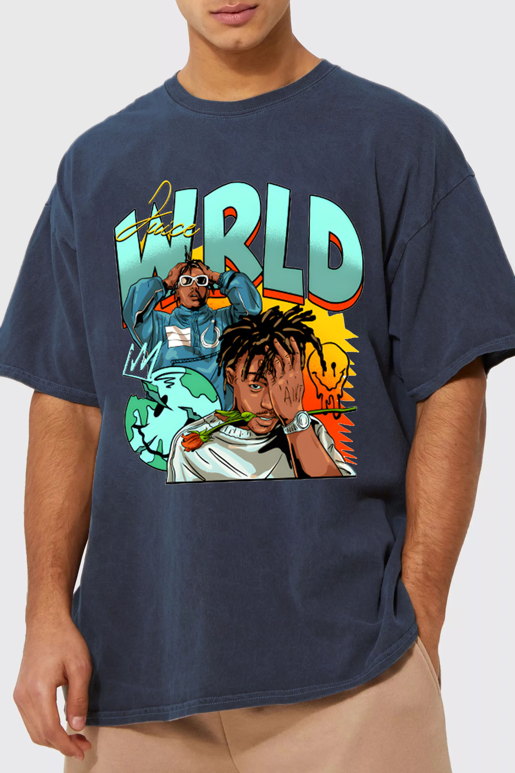 Juice World fans color block short sleeve T-shirt