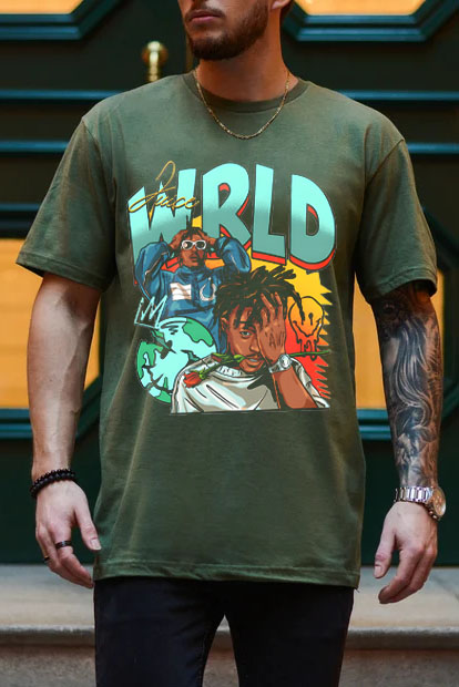 Juice World fans color block short sleeve T-shirt