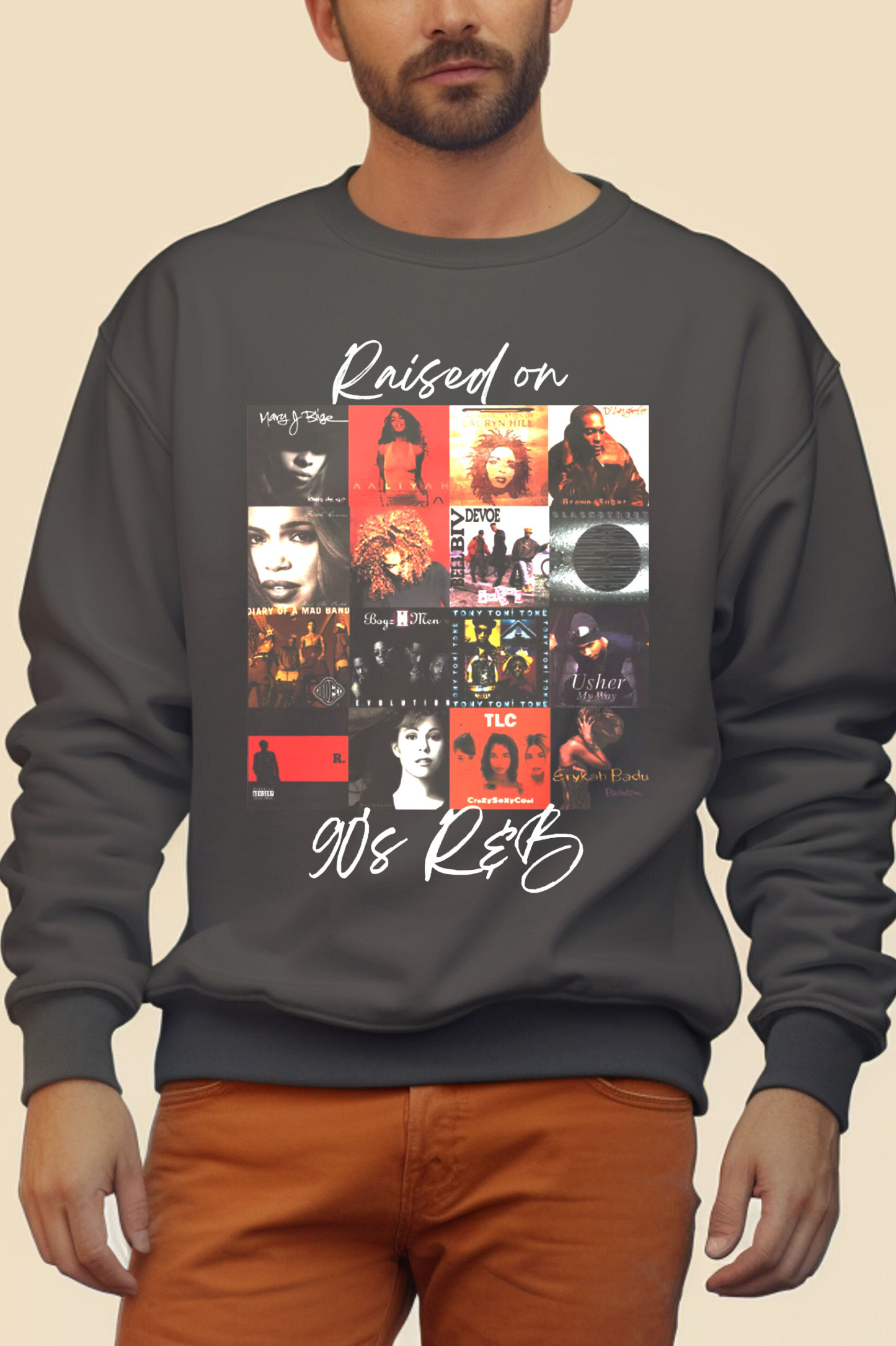 Raised on 90's R&B Album Cover Sweatshirt For Men
