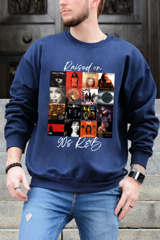 Raised on 90's R&B Album Cover Sweatshirt For Men
