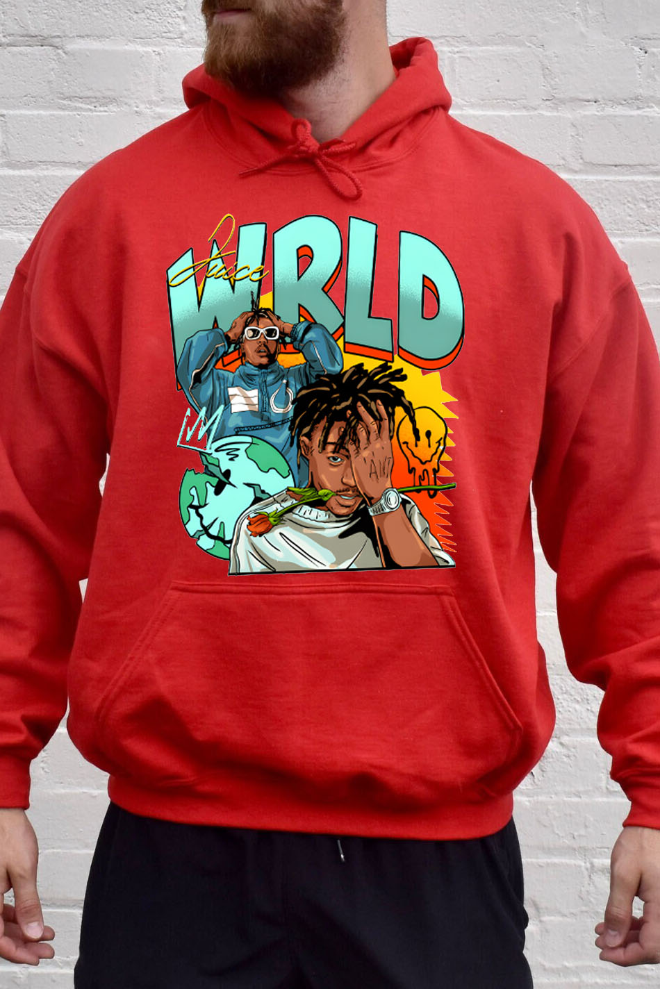 Juice World fans color block  Hoodie For Men