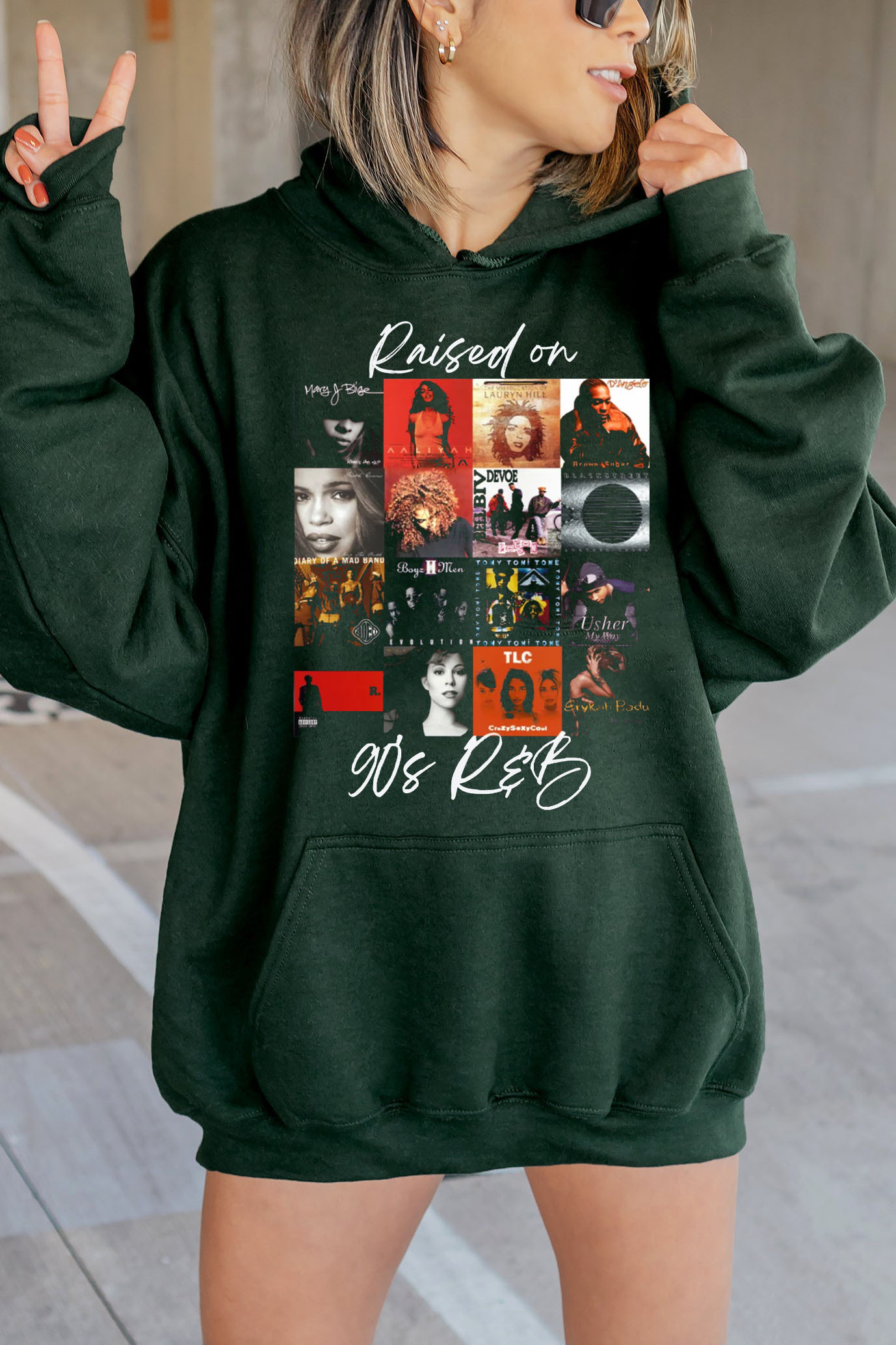 90'S Music Print Hoodie