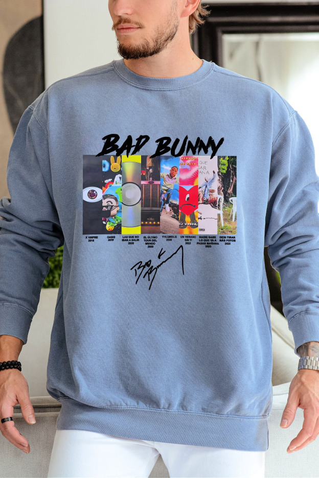 badbunny round neck long sleeve sweatshirt