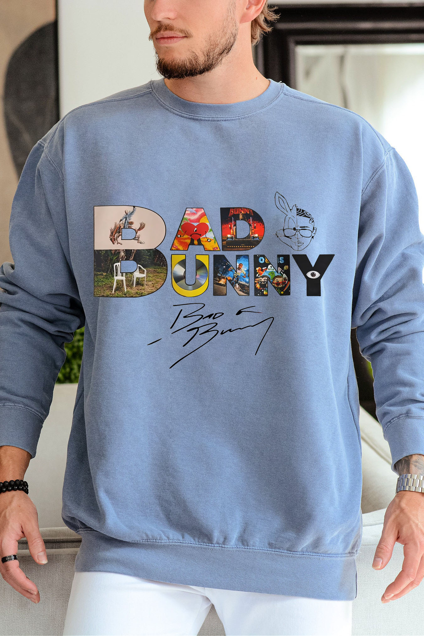 Bad Bunny Album Cover Design Men Sweatshirt