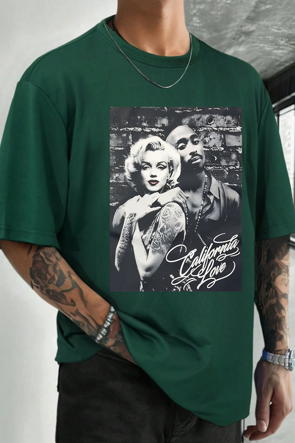 Marilyn Monroe and Tupac Shakur Graphic Tee For Men