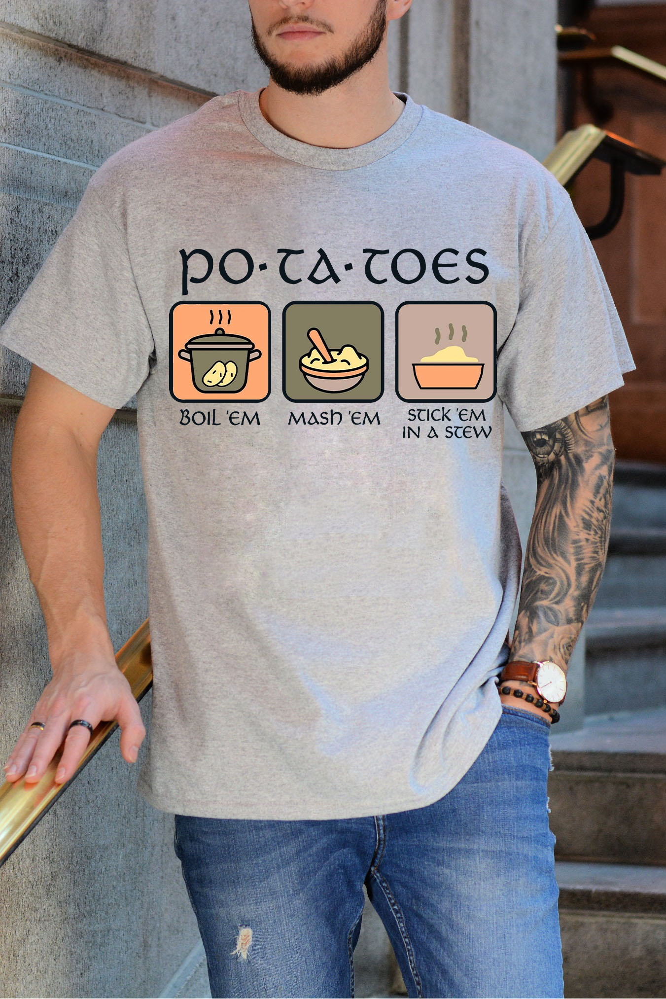 Potatoes Boil Em Mash Em Stick Em in a Stew LOTR Tee For men