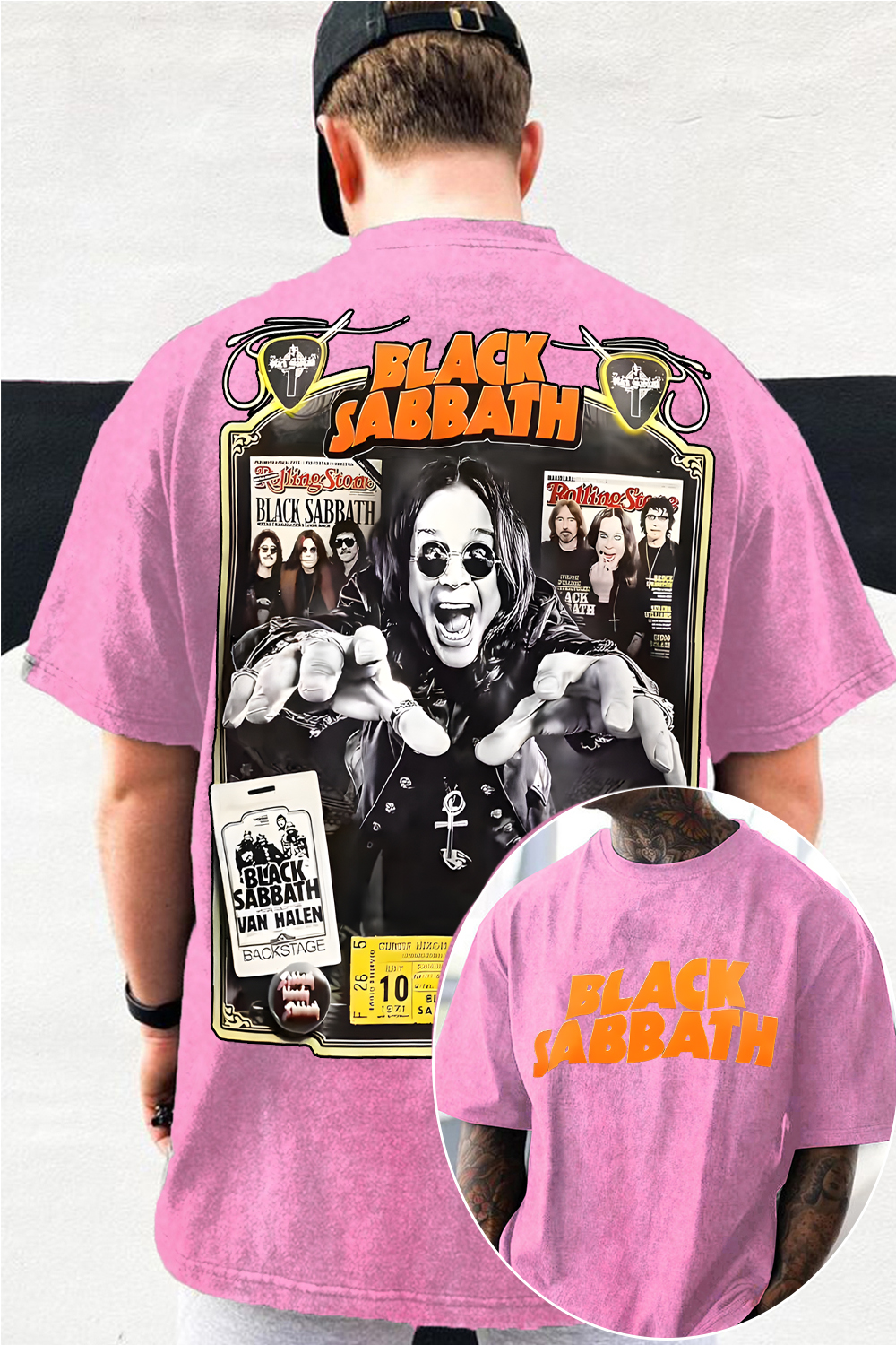 blacksabbath Ozzy washed 2 sides print tee