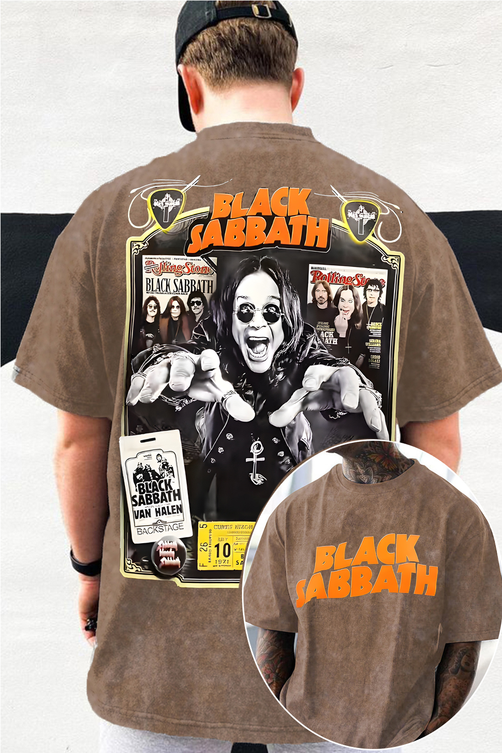 blacksabbath Ozzy washed 2 sides print tee