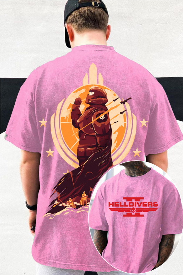Helldivers 2 Oversized Vintage Unisex Washed Shirt