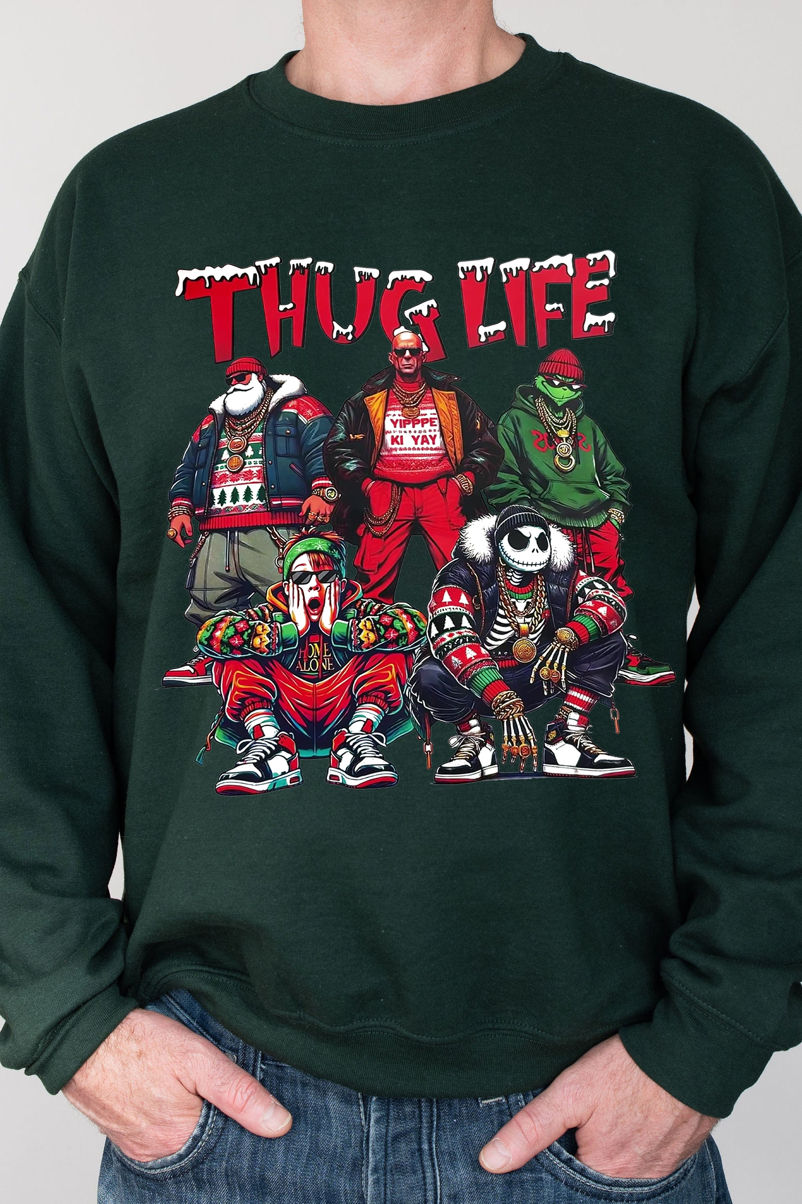 Men's Santa Monster Crew Neck Sweatshirt