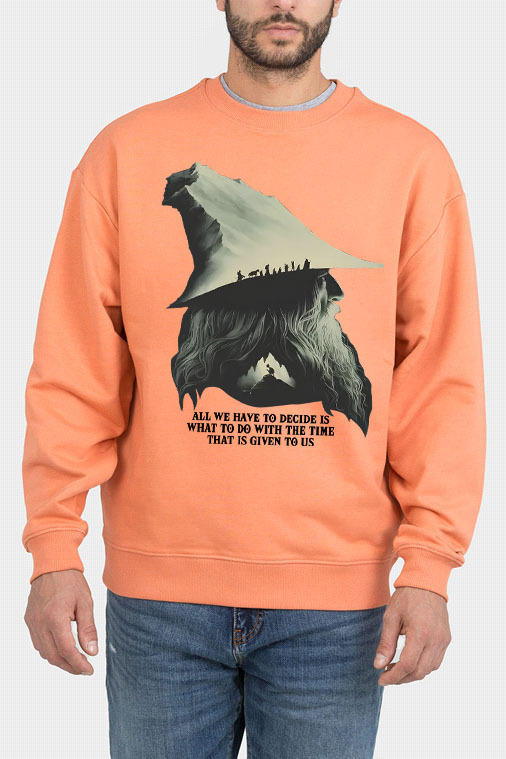 LOTR Gandalf Quote All We Have To Decide Front Vintage Shirt Sweatshirt- Men