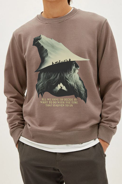 LOTR Gandalf Quote All We Have To Decide Front Vintage Shirt Sweatshirt- Men
