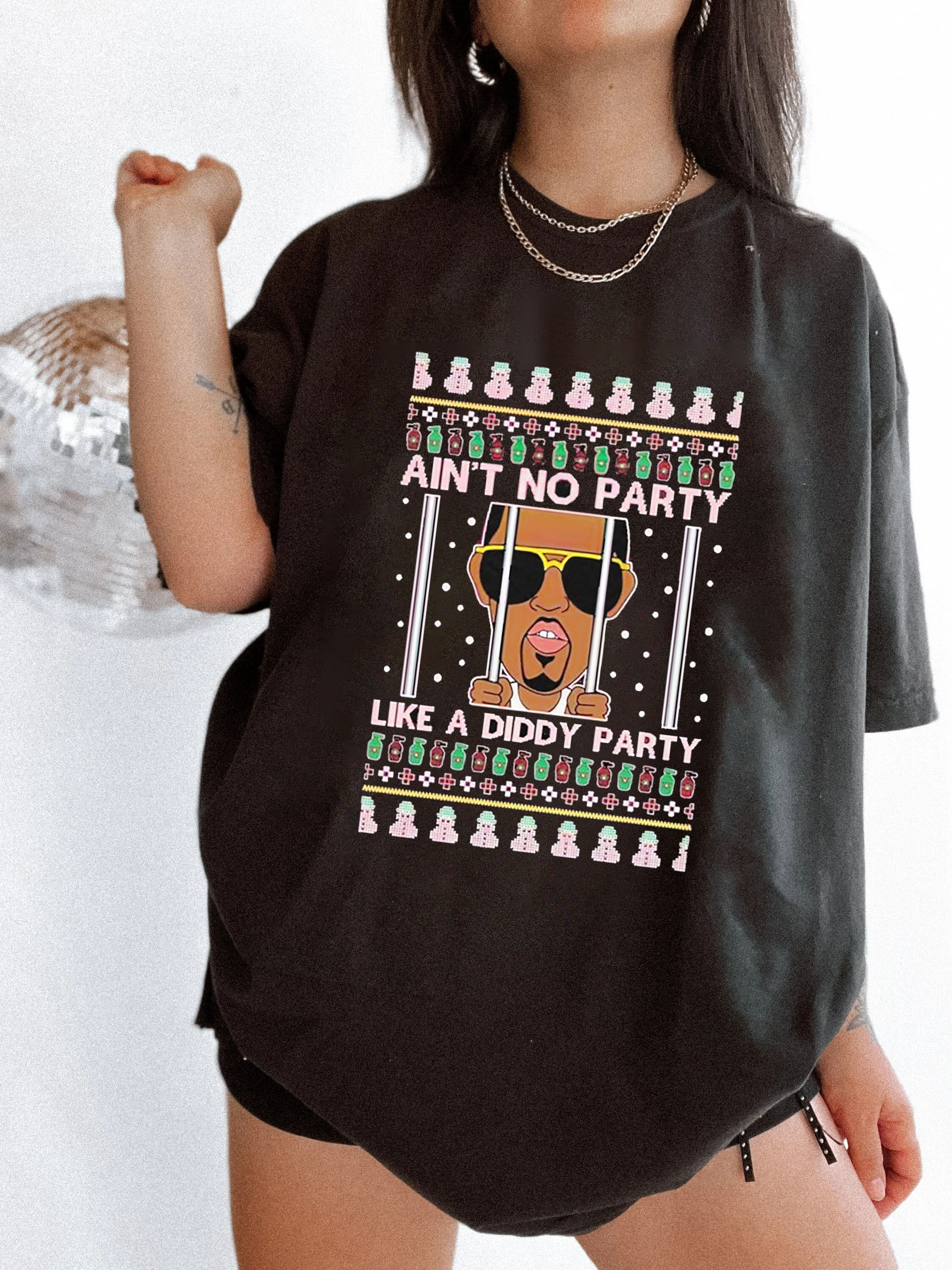 Official Ain’t No Party Like A Diddy Party Ugly Christmas T-Shirt For Women