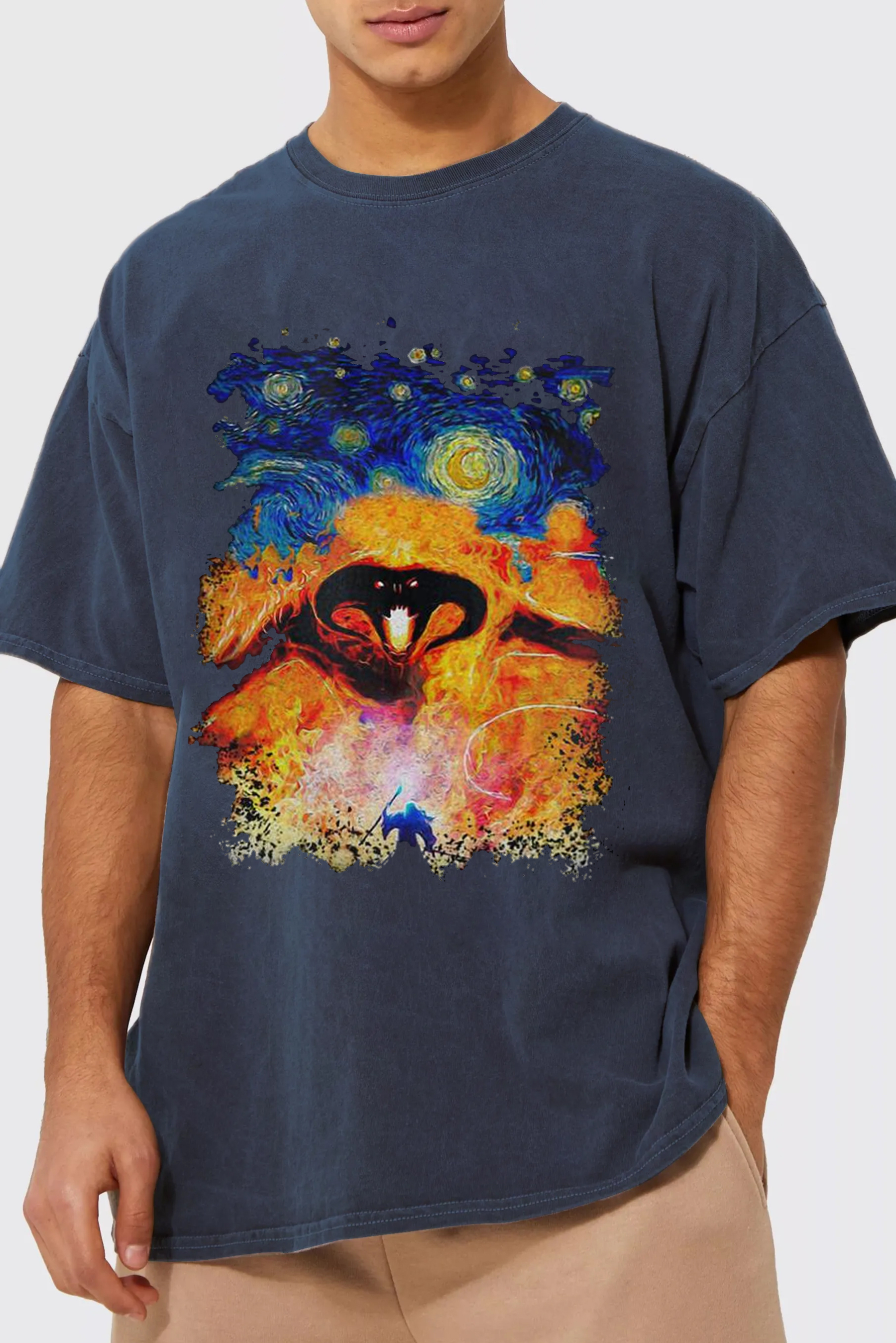 Balrog Starry Night LOTR Vintage  Men T Shirt