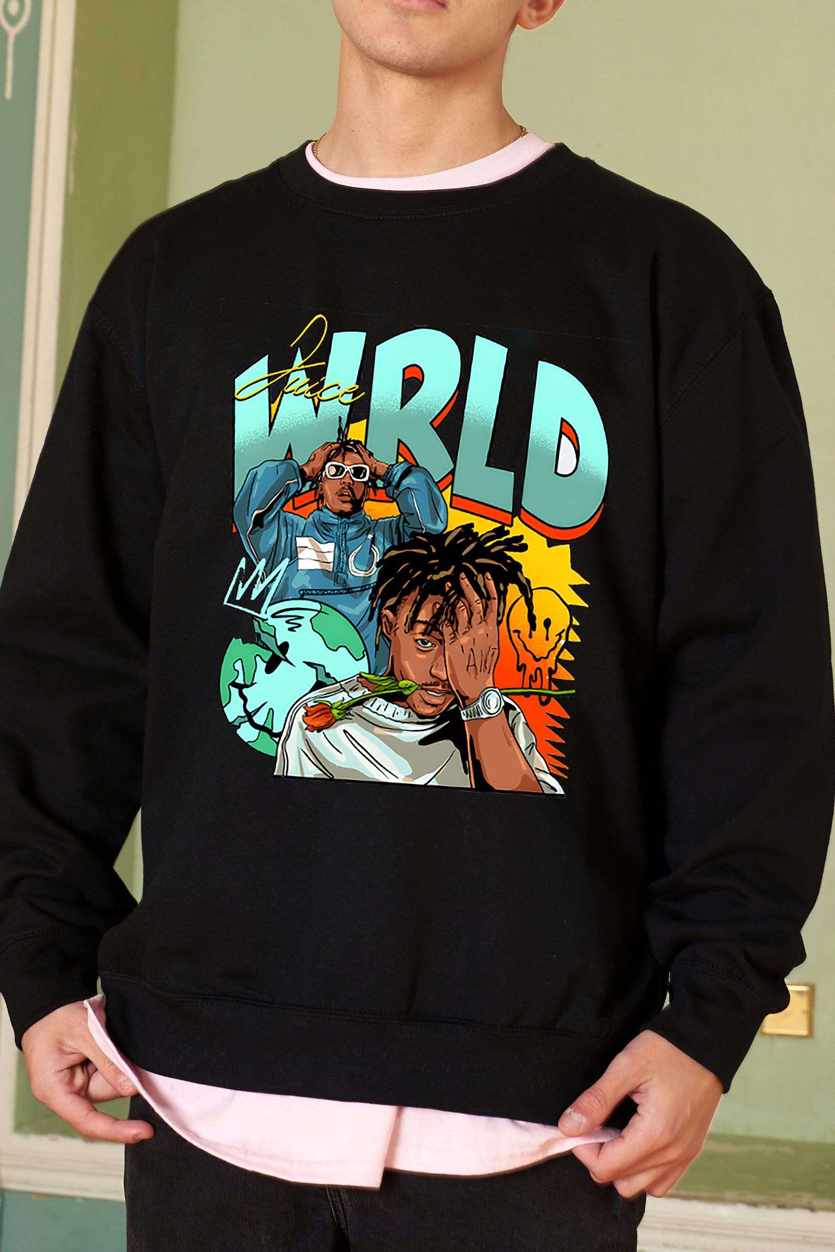 Juice World fans color block sweatshirt