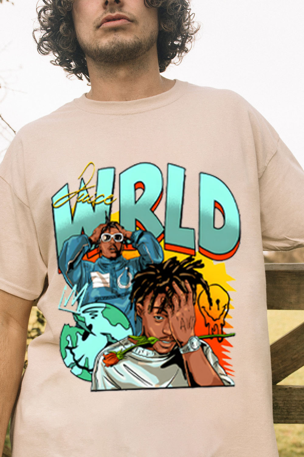 Juice World fans color block short sleeve T-shirt