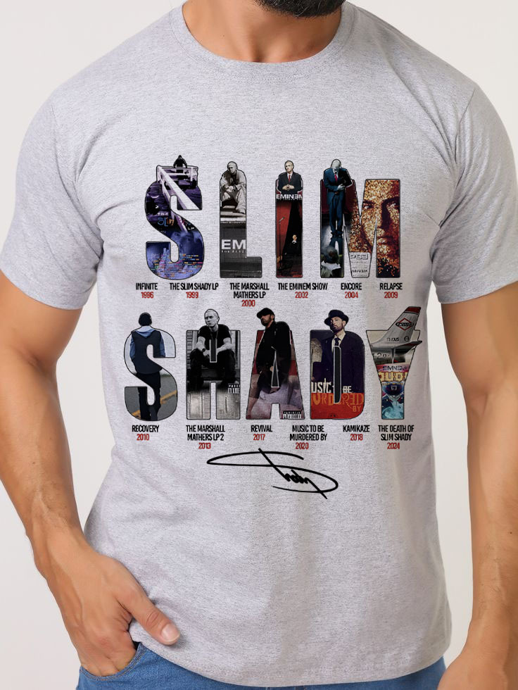 Eminem Letter Star Casual Print Round Neck Short Sleeve T-Shirt