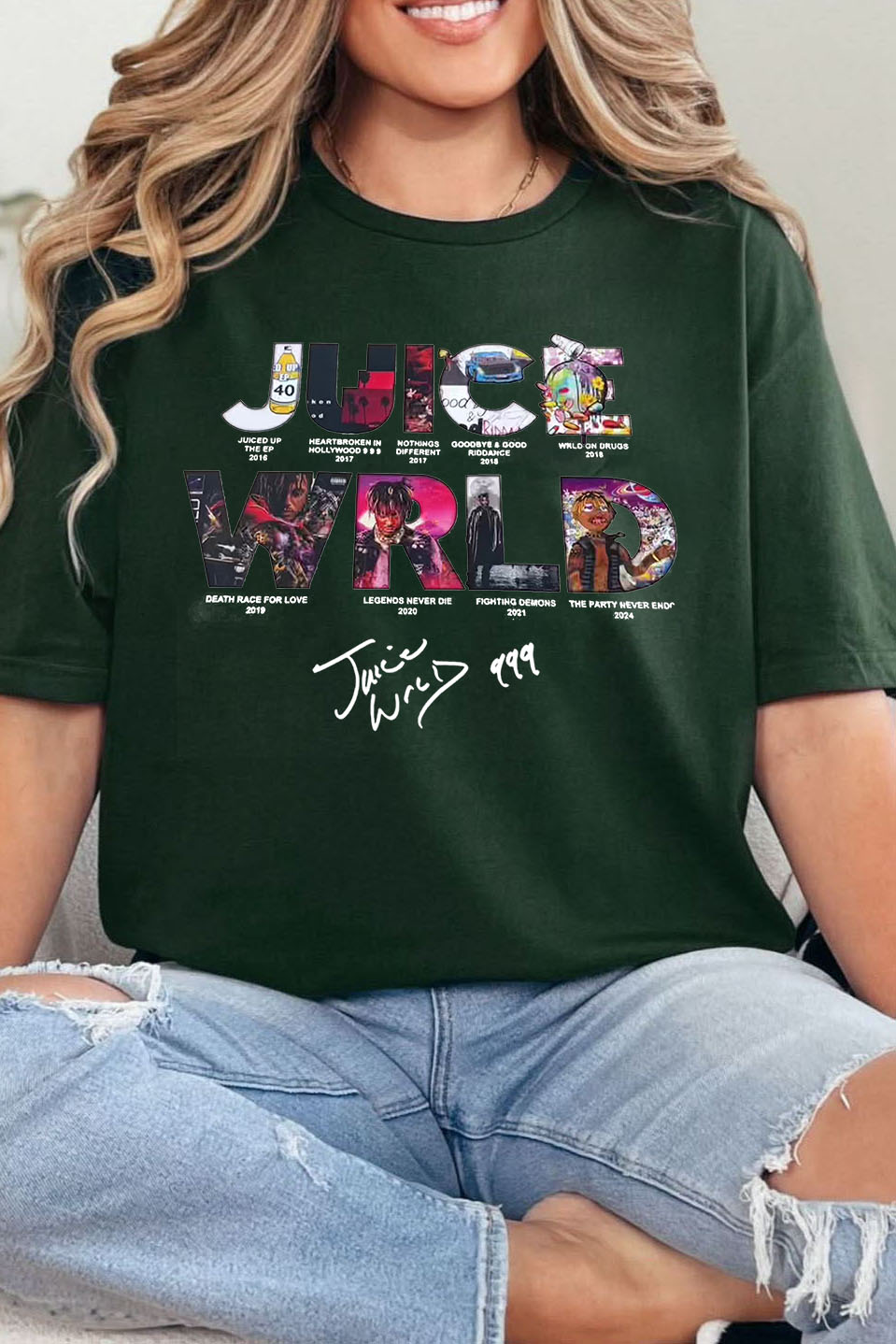 WRLD letter print ladies short-sleeved T-shirt