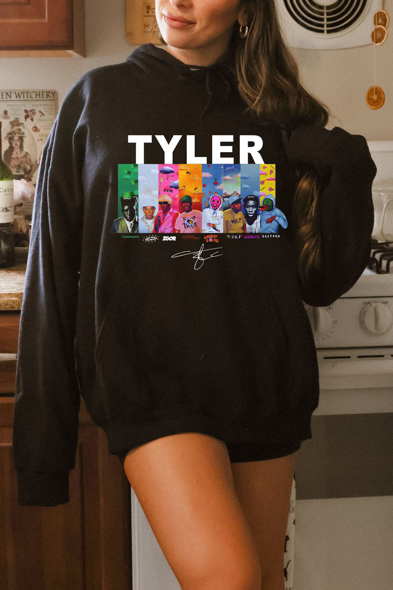 Tyler cartoon print women hoodie