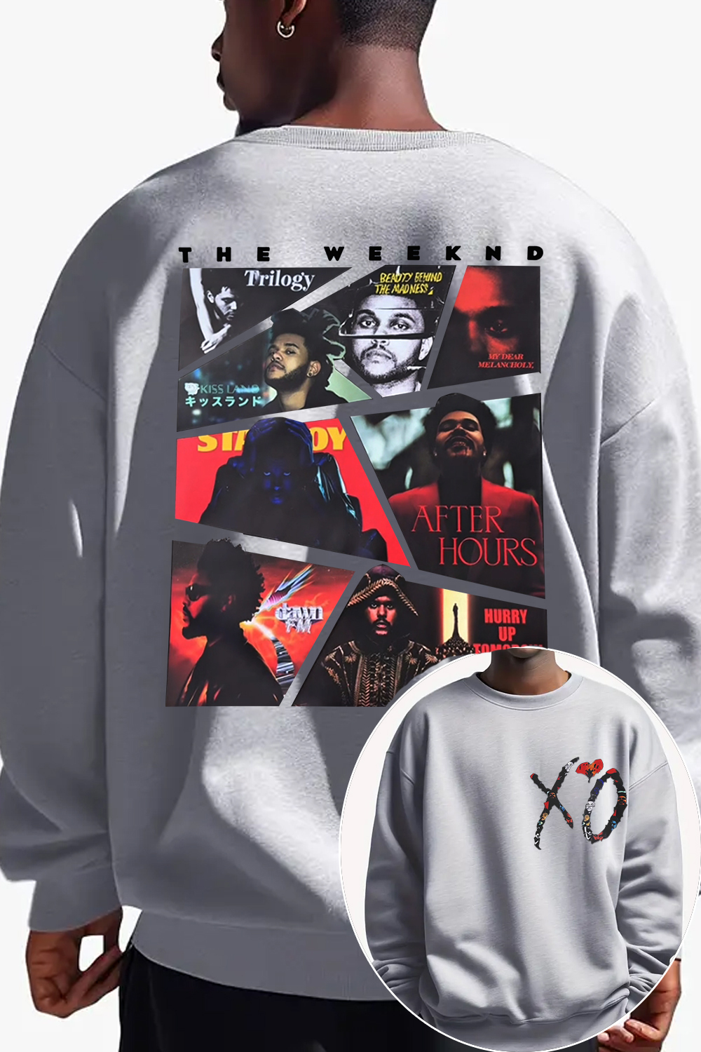 theweeknd double-sided printed round neck sweatshirt
