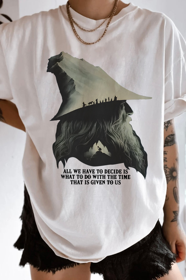 LOTR Gandalf Quote All We Have To Decide Front Vintage Shirt