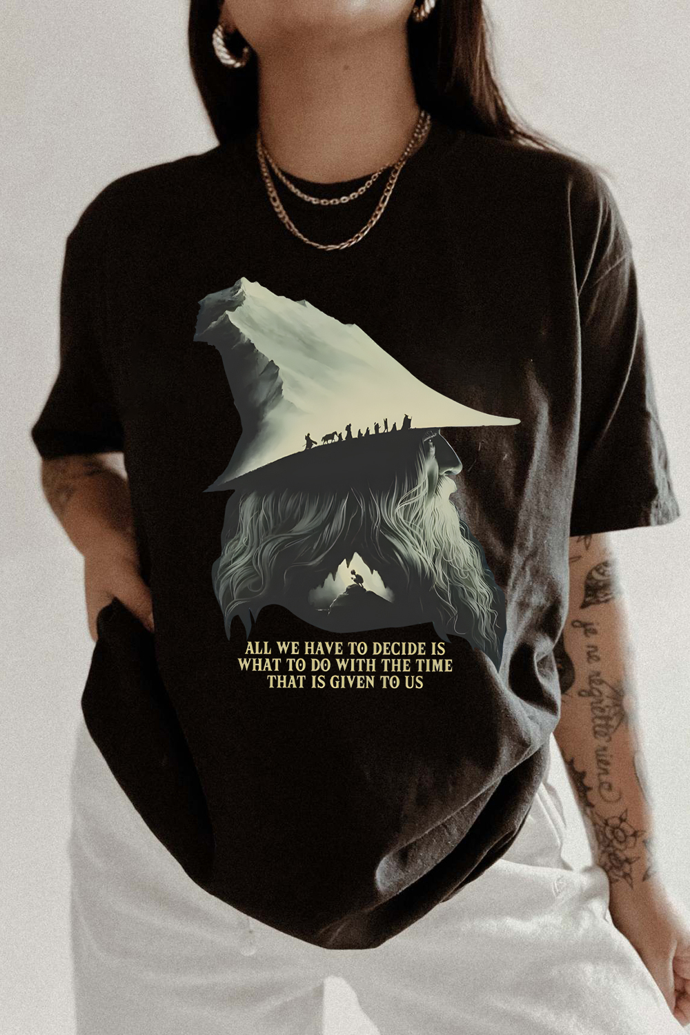 LOTR Gandalf Quote All We Have To Decide Front Vintage Shirt