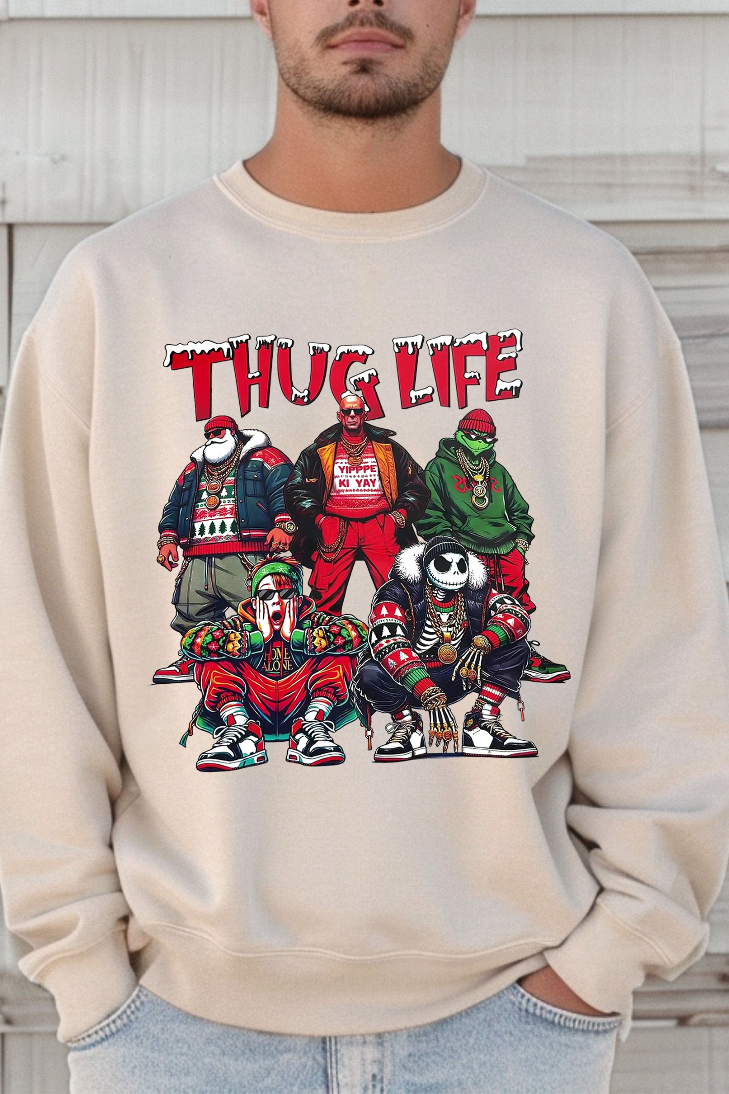 Men's Santa Monster Crew Neck Sweatshirt