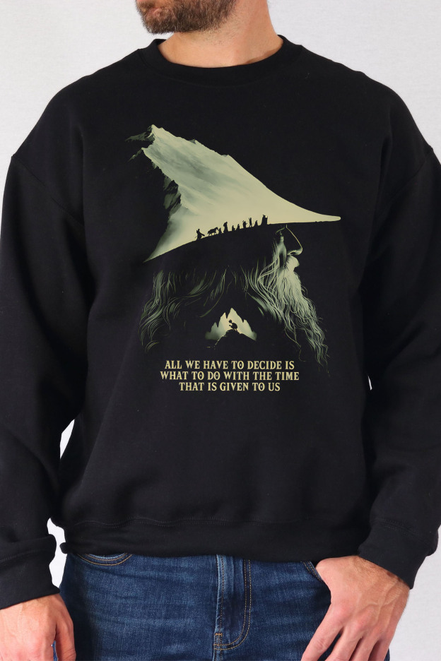 LOTR Gandalf Quote All We Have To Decide Front Vintage Shirt Sweatshirt- Men