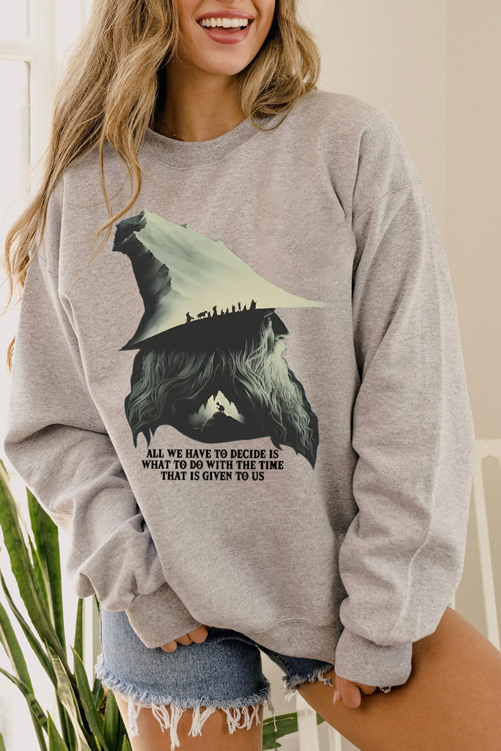 LOTR Gandalf Quote All We Have To Decide Front Vintage Shirt Sweatshirt