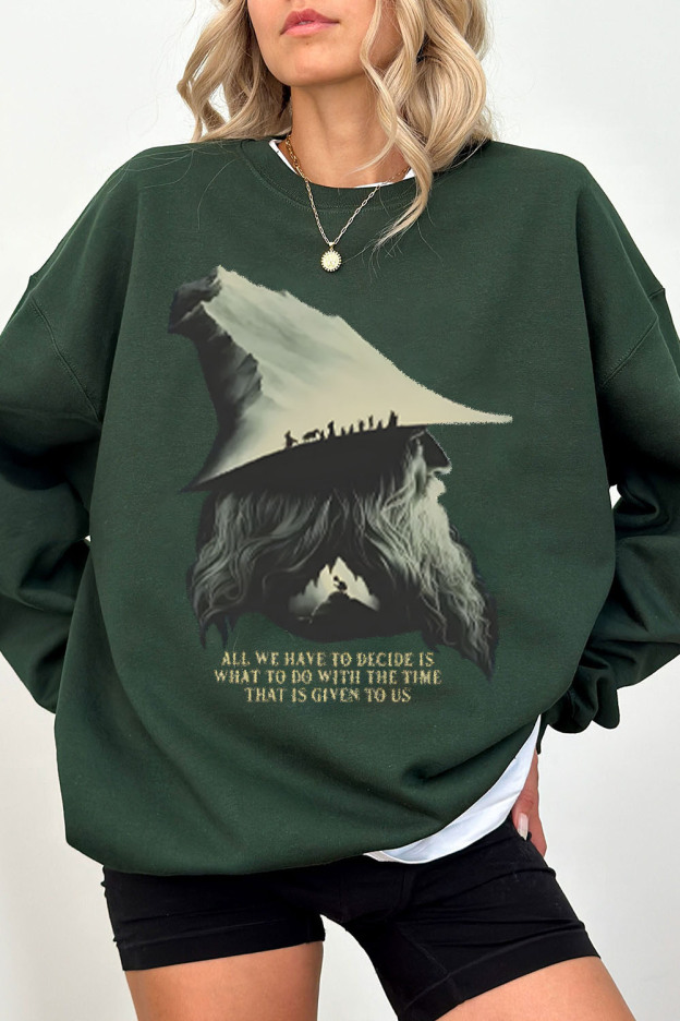 LOTR Gandalf Quote All We Have To Decide Front Vintage Shirt Sweatshirt