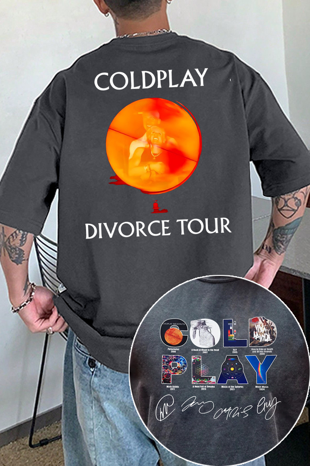 Coldplay 2-side print men tee