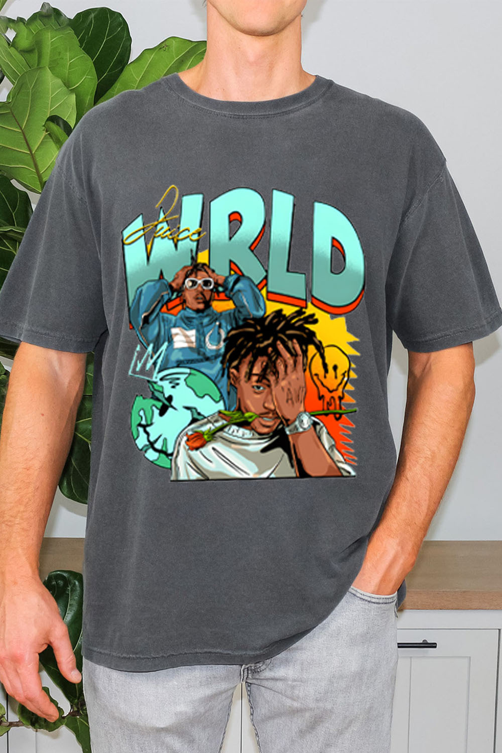 Juice World fans color block short sleeve T-shirt