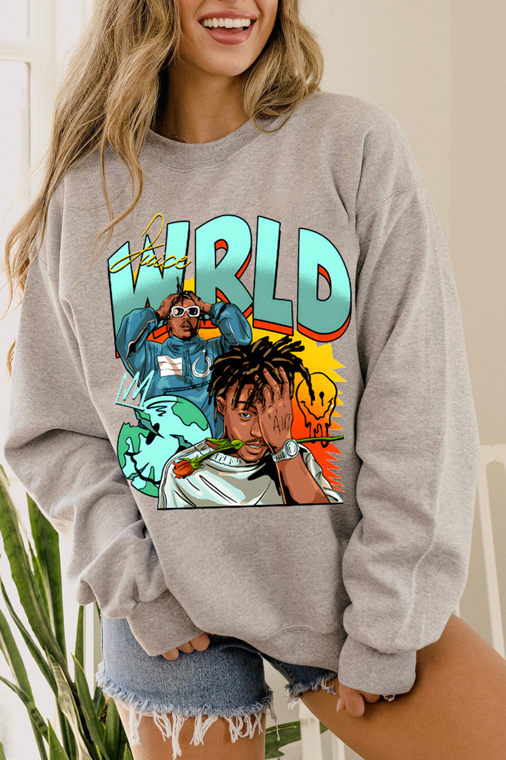 Juice World fans color block  sweatshirt