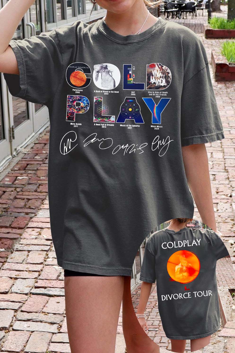 Coldplay 2-side print women tee