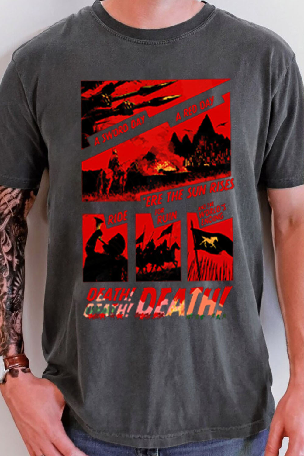 Lord of the Rings-Cycling Print Short Sleeve T-Shirt