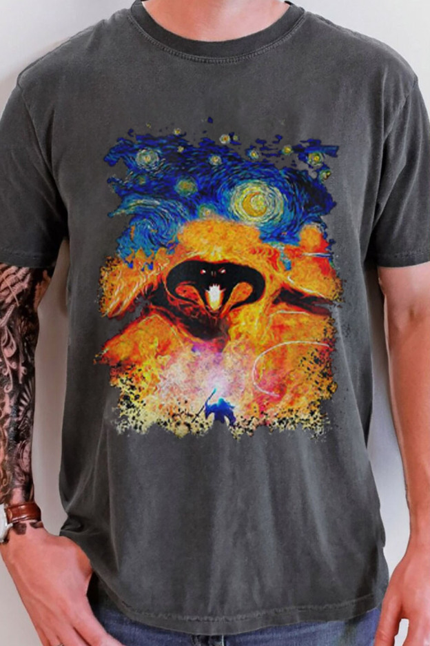 Balrog Starry Night LOTR Vintage  Men T Shirt