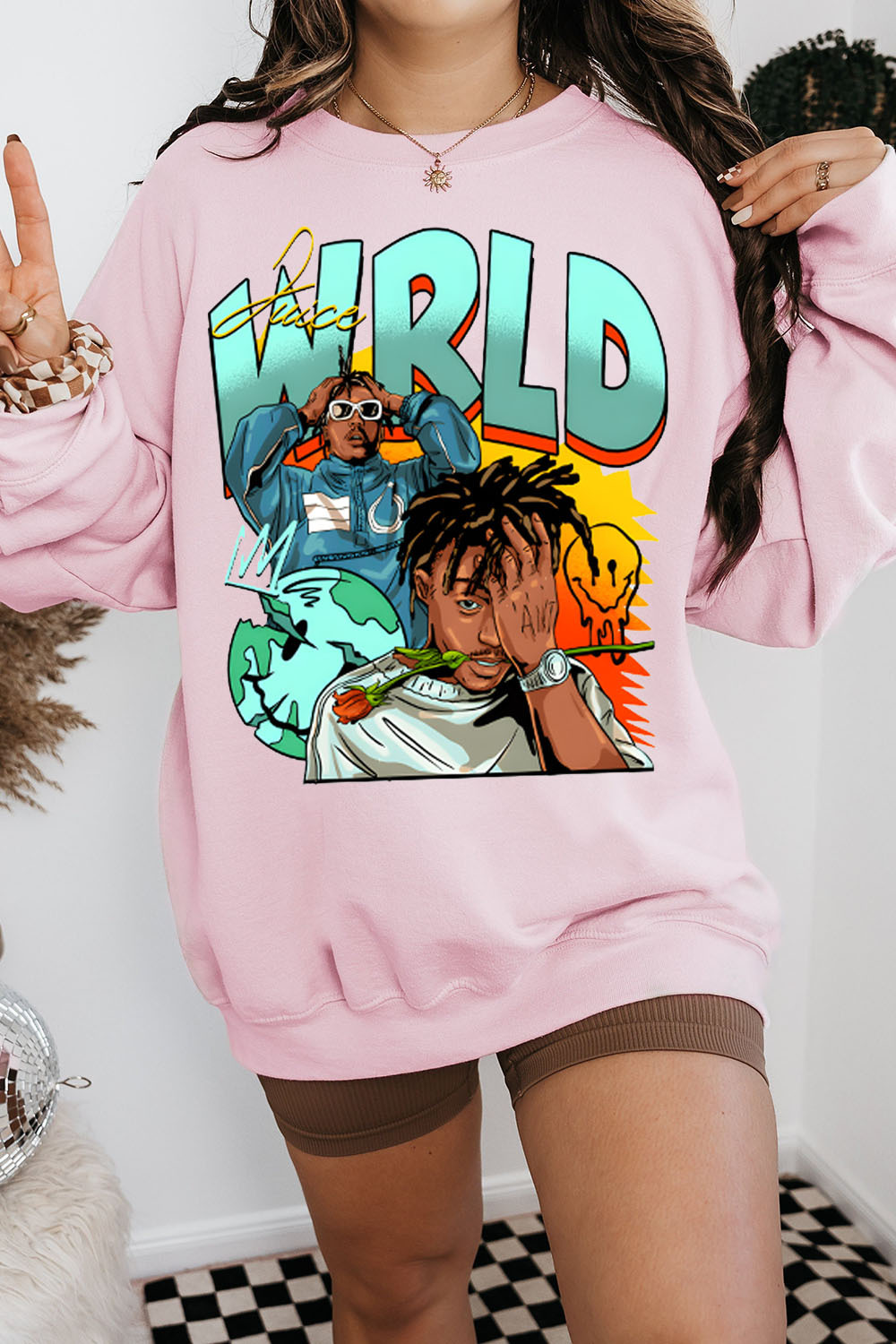 Juice World fans color block  sweatshirt