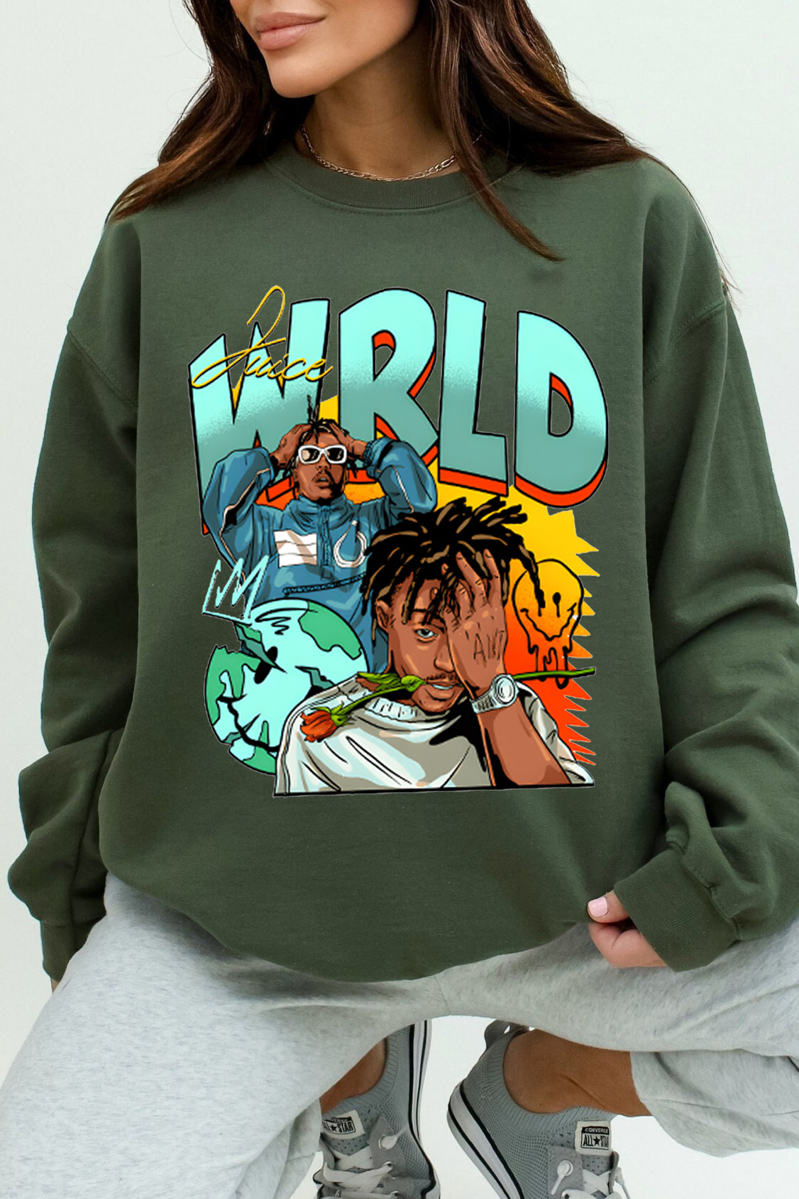 Juice World fans color block  sweatshirt