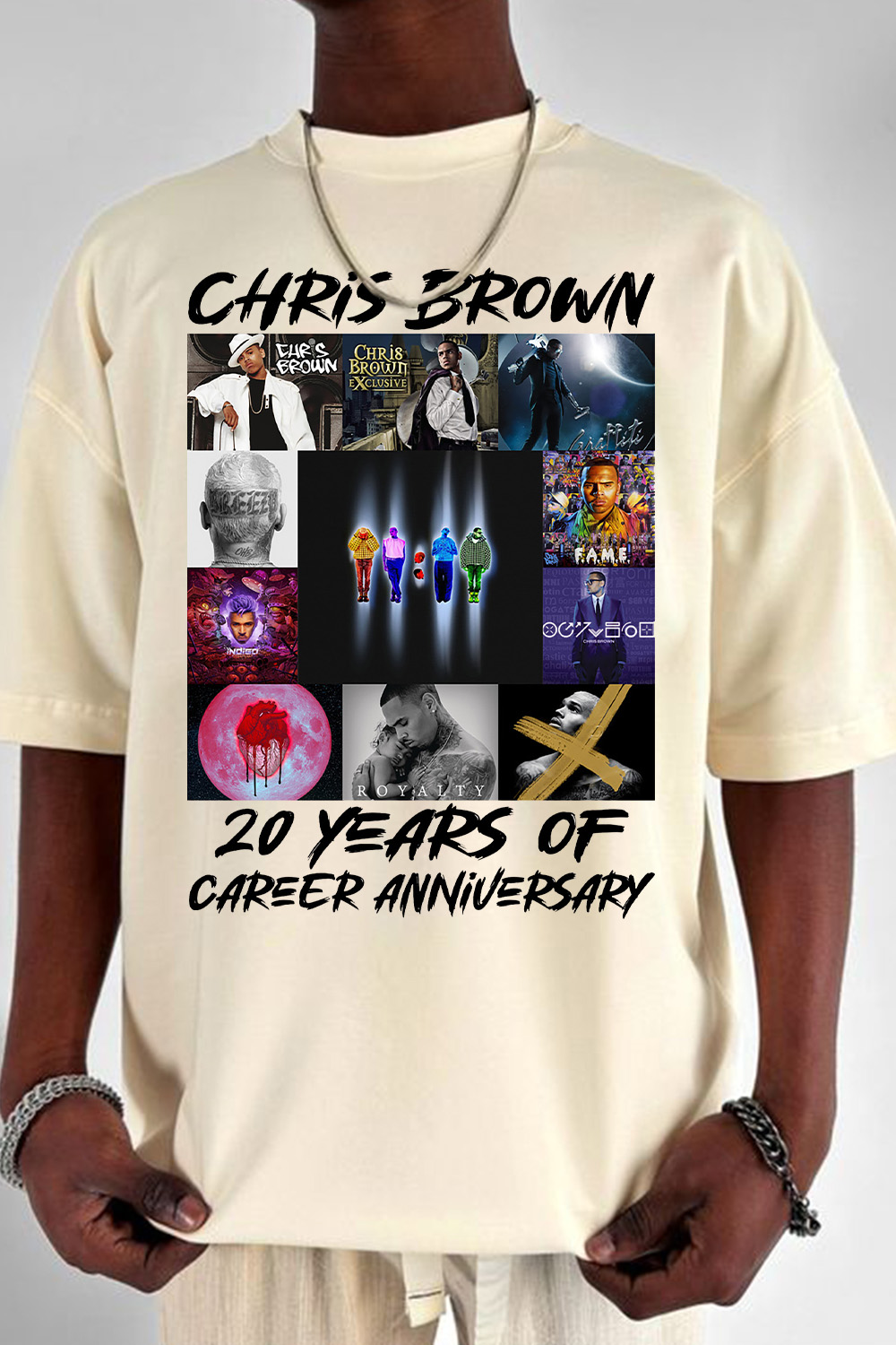Chris Brown 20 Years Career Anniversary Memorial Tshirt For Men