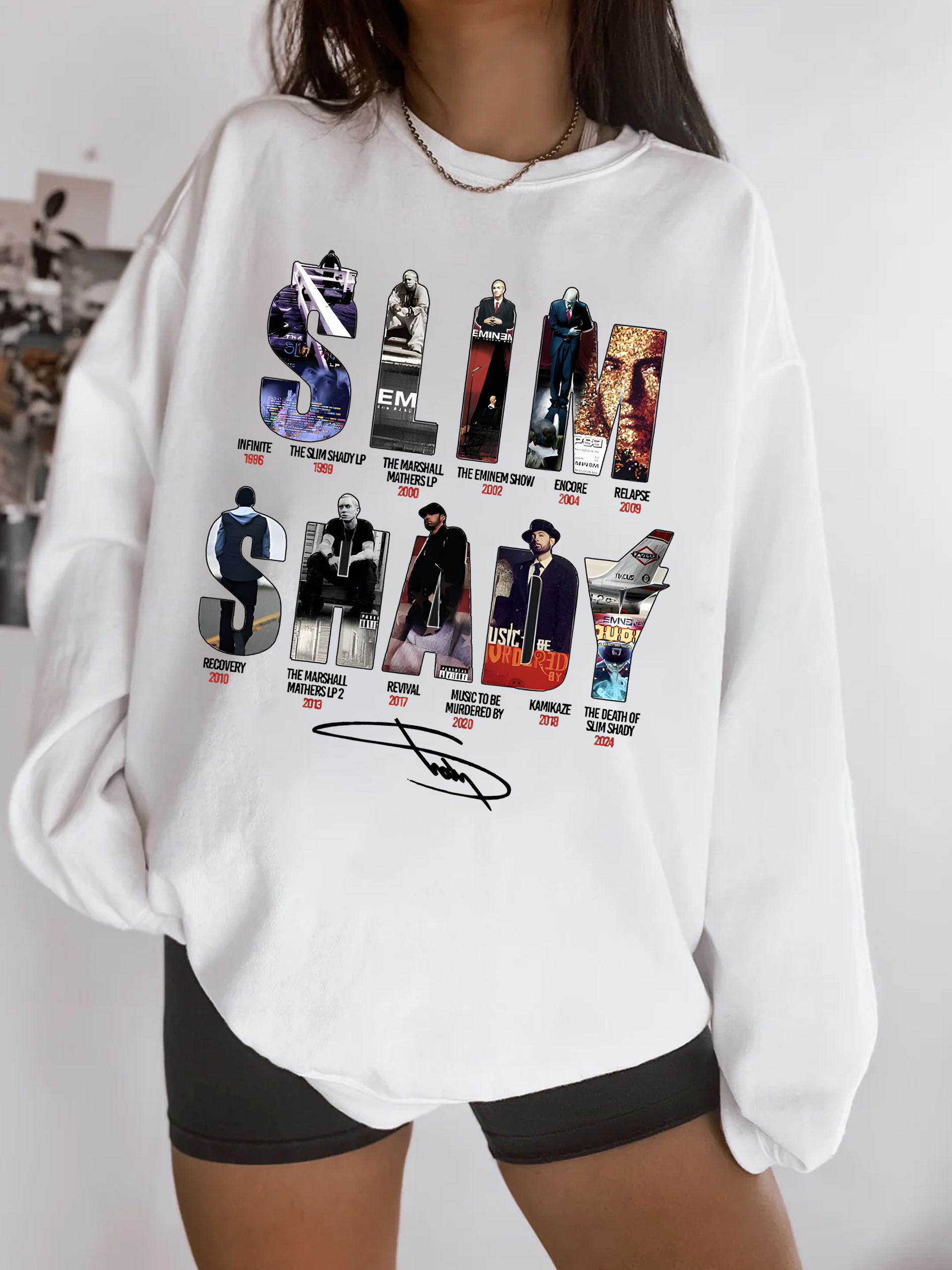 Letter Star Print Round Neck Long Sleeve Sweatshirt