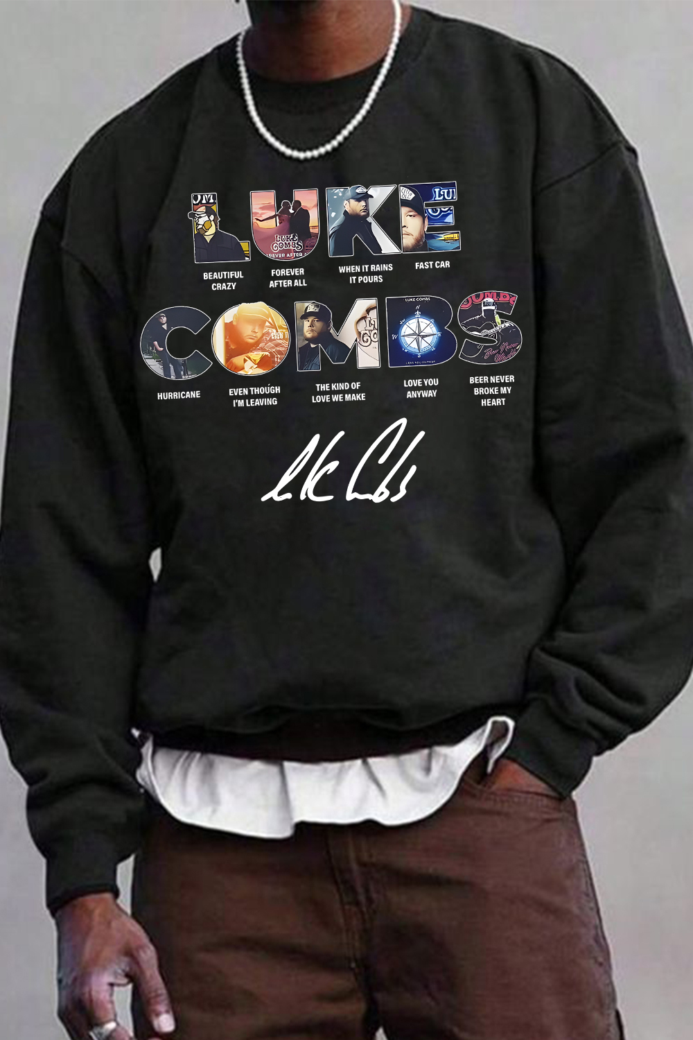 Luke Combs men's long-sleeved sweatshirt