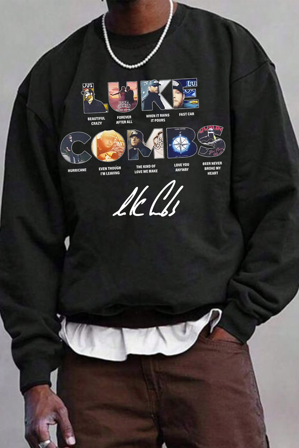 Luke Combs men's long-sleeved sweatshirt