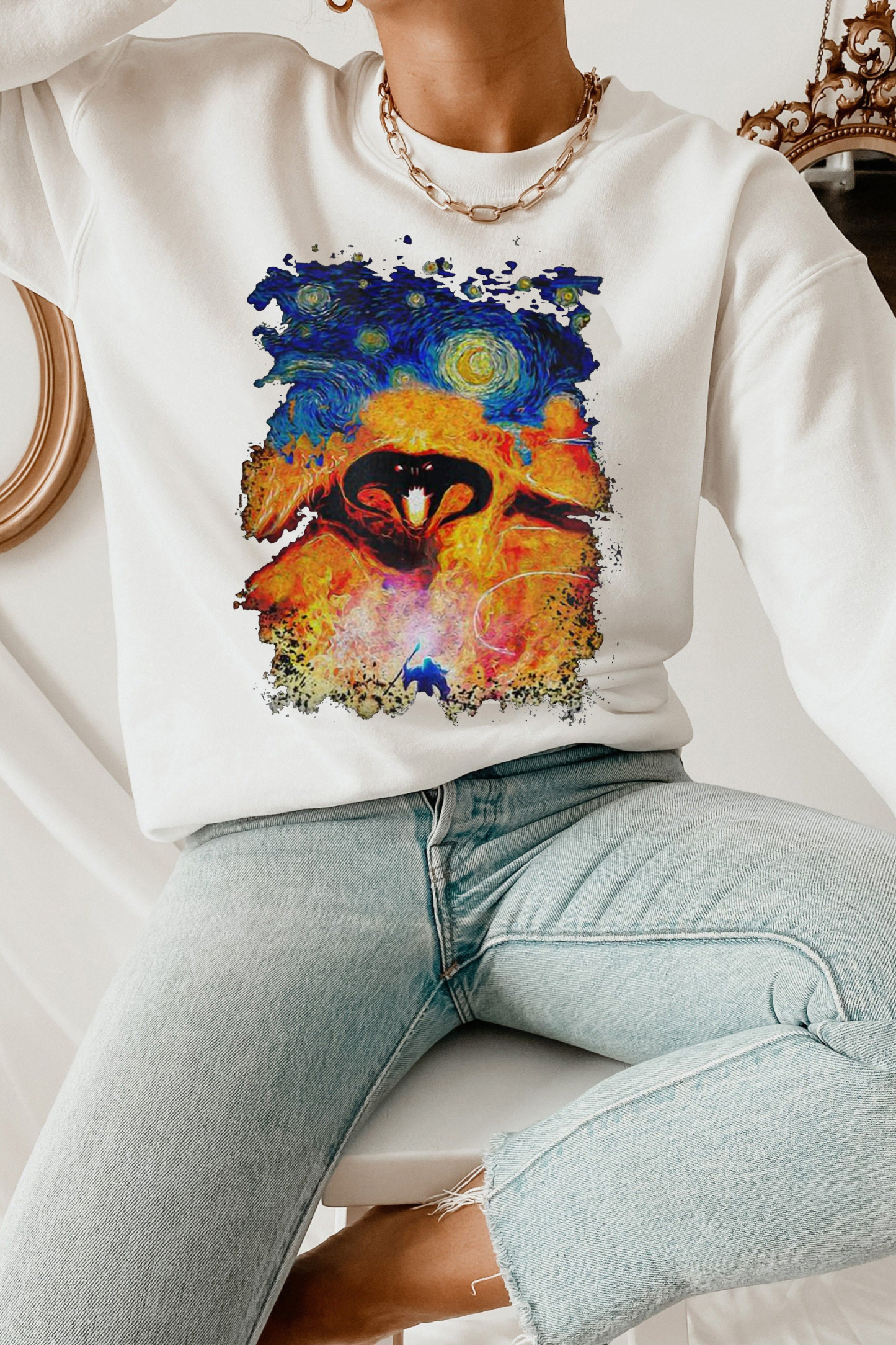 Balrog Starry Night LOTR Vintage Sweatshirt