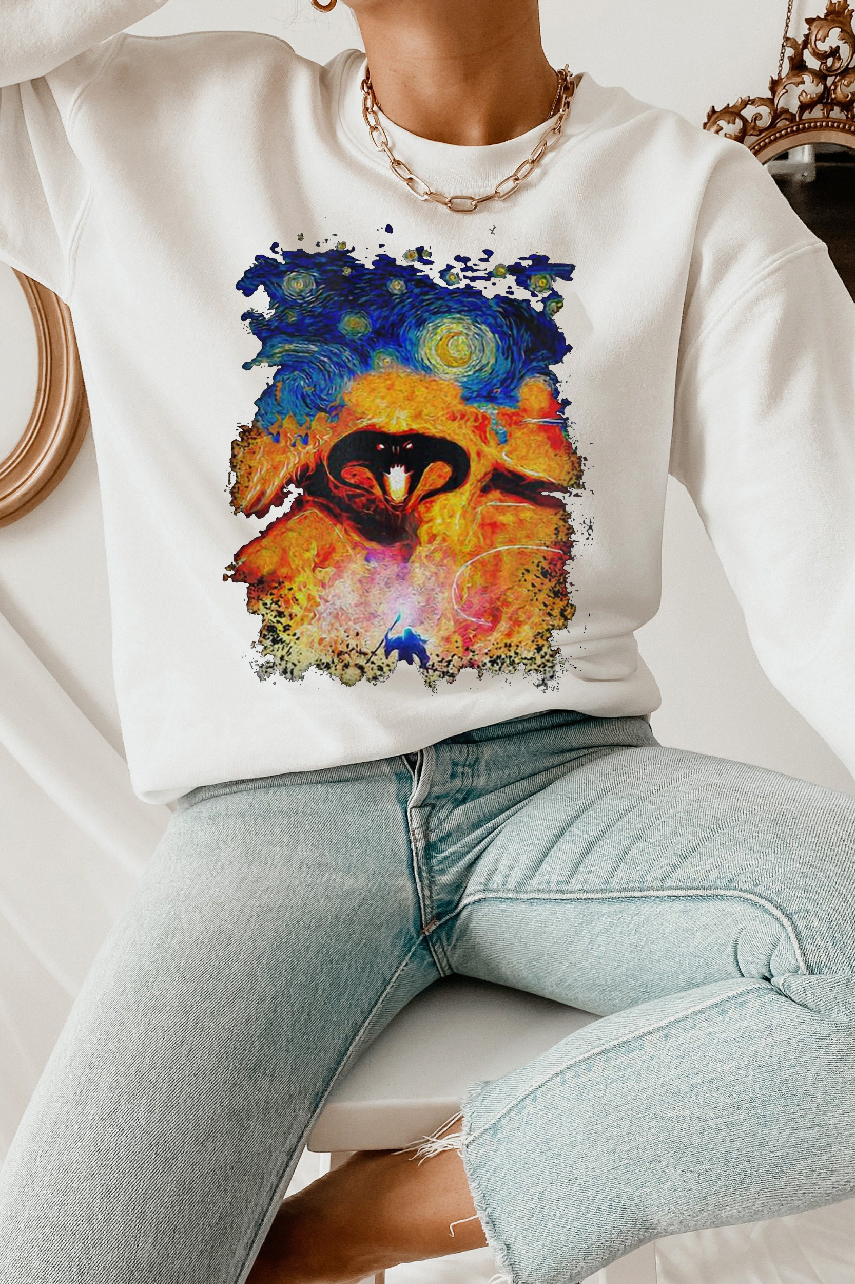Balrog Starry Night LOTR Vintage Sweatshirt