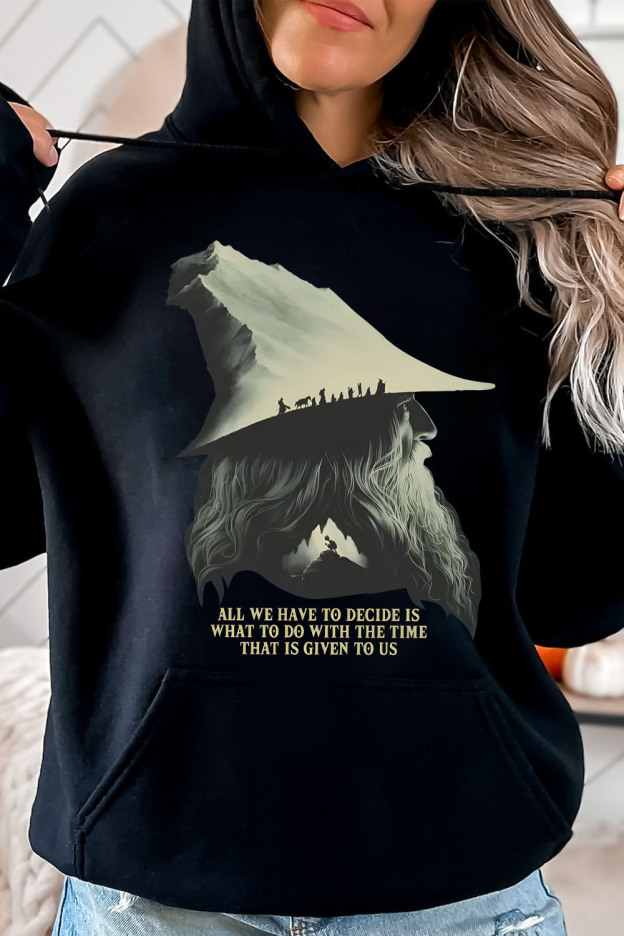 LOTR Gandalf Quote All We Have To Decide Front Vintage Women Hoodie