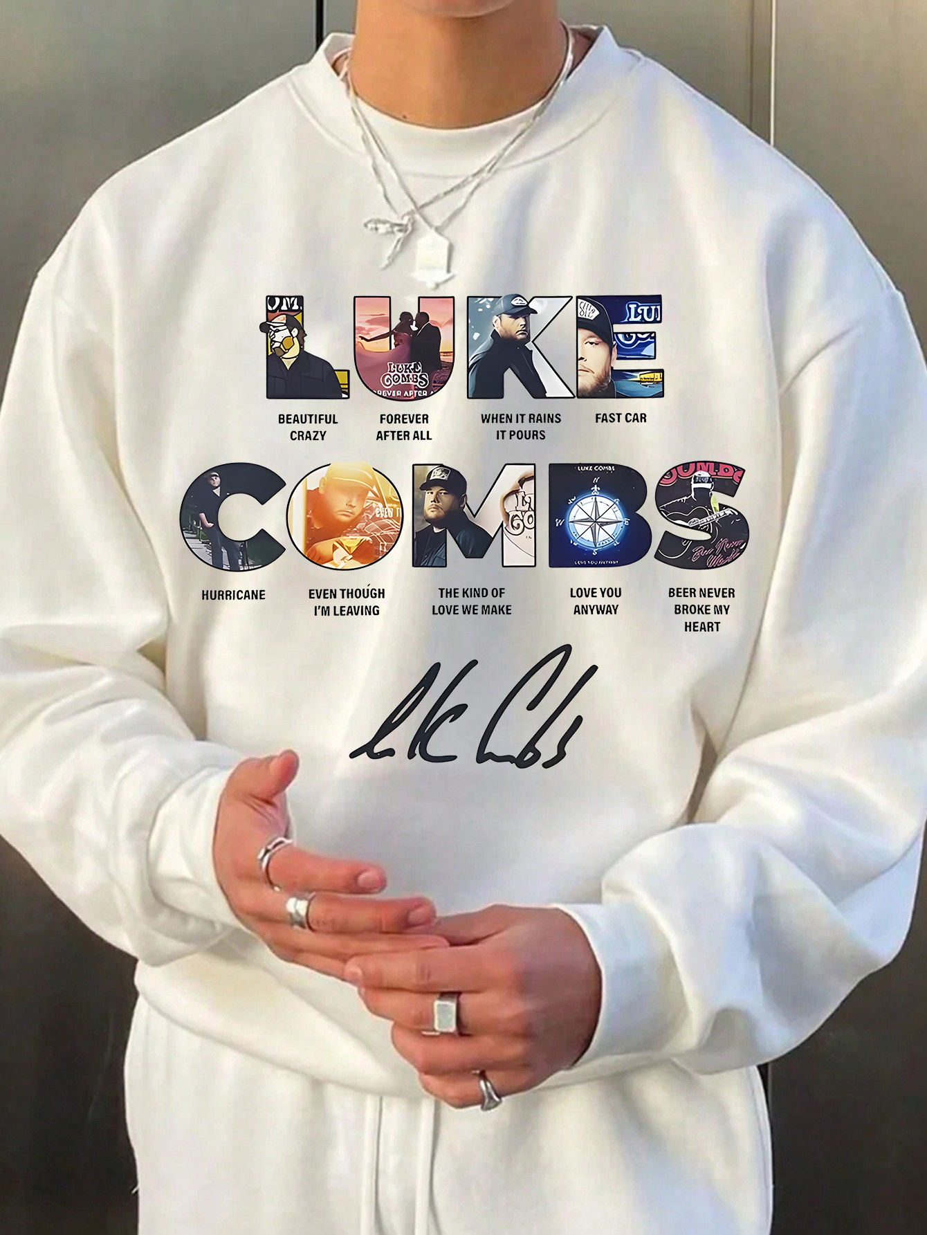Luke Combs men's long-sleeved sweatshirt