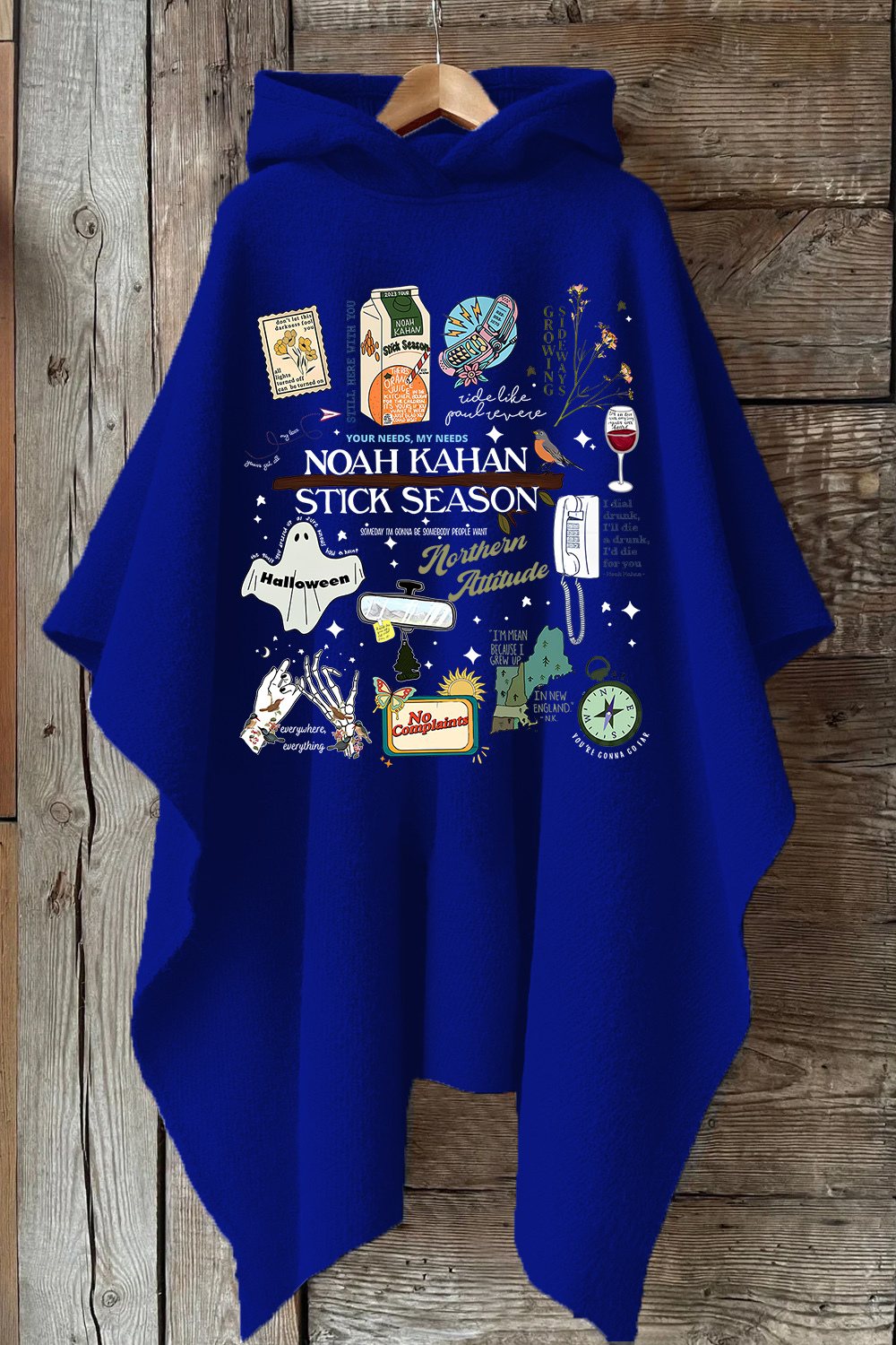 Stick Season Noah Kahan Full Version Hooded Warm Shawl Cape