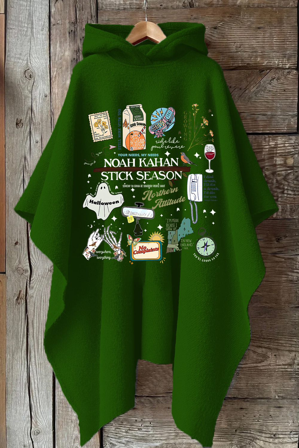 Stick Season Noah Kahan Full Version Hooded Warm Shawl Cape
